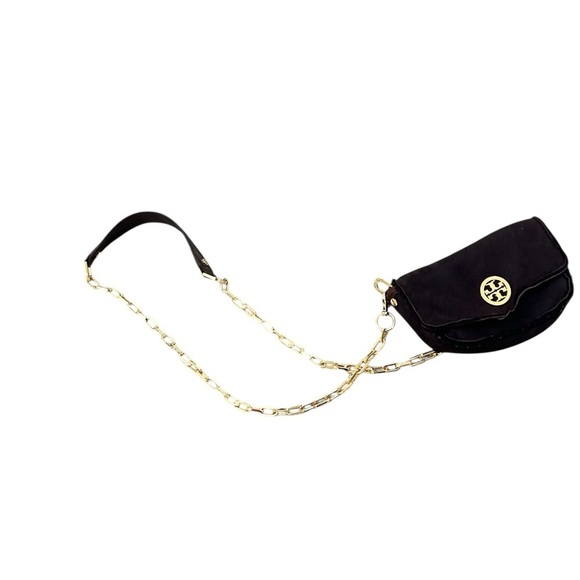 Faux Tory Burch Brown & Gold Crossbody Bag Chain Strap Spanish shearling lamb - Picture 3 of 8